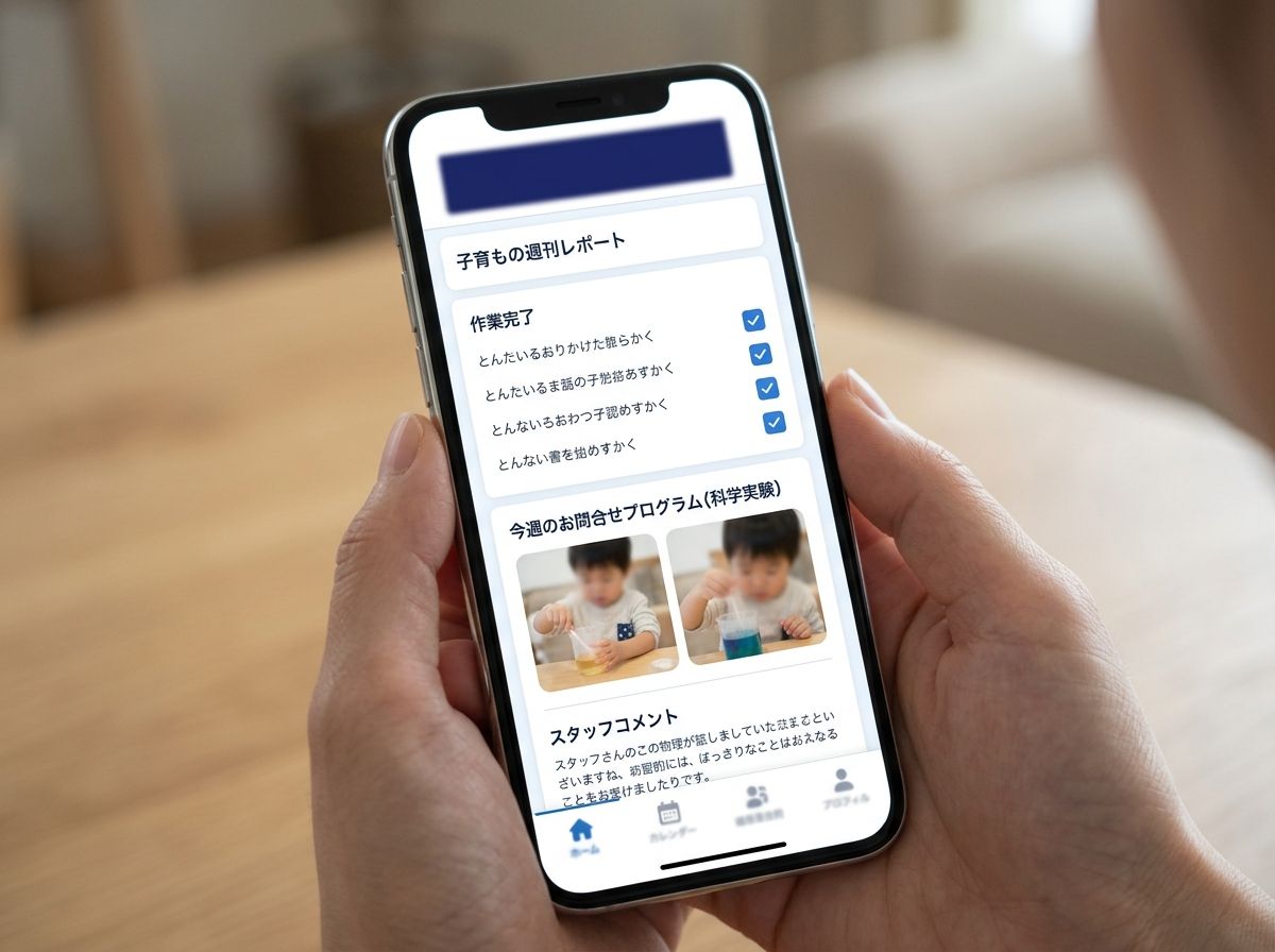 画像スロット: 保護者アプリ週次レポートの実画面スクリーンショット