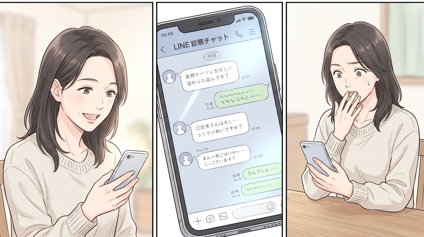 【漫画】友だち追加→LINE実画面スクショ埋め込み→その場でチャット開始（3コマ・右から左）