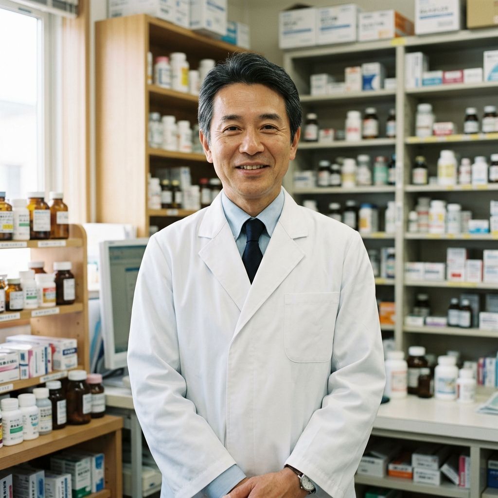 画像スロットコーディネーター実写（白衣・薬局背景）