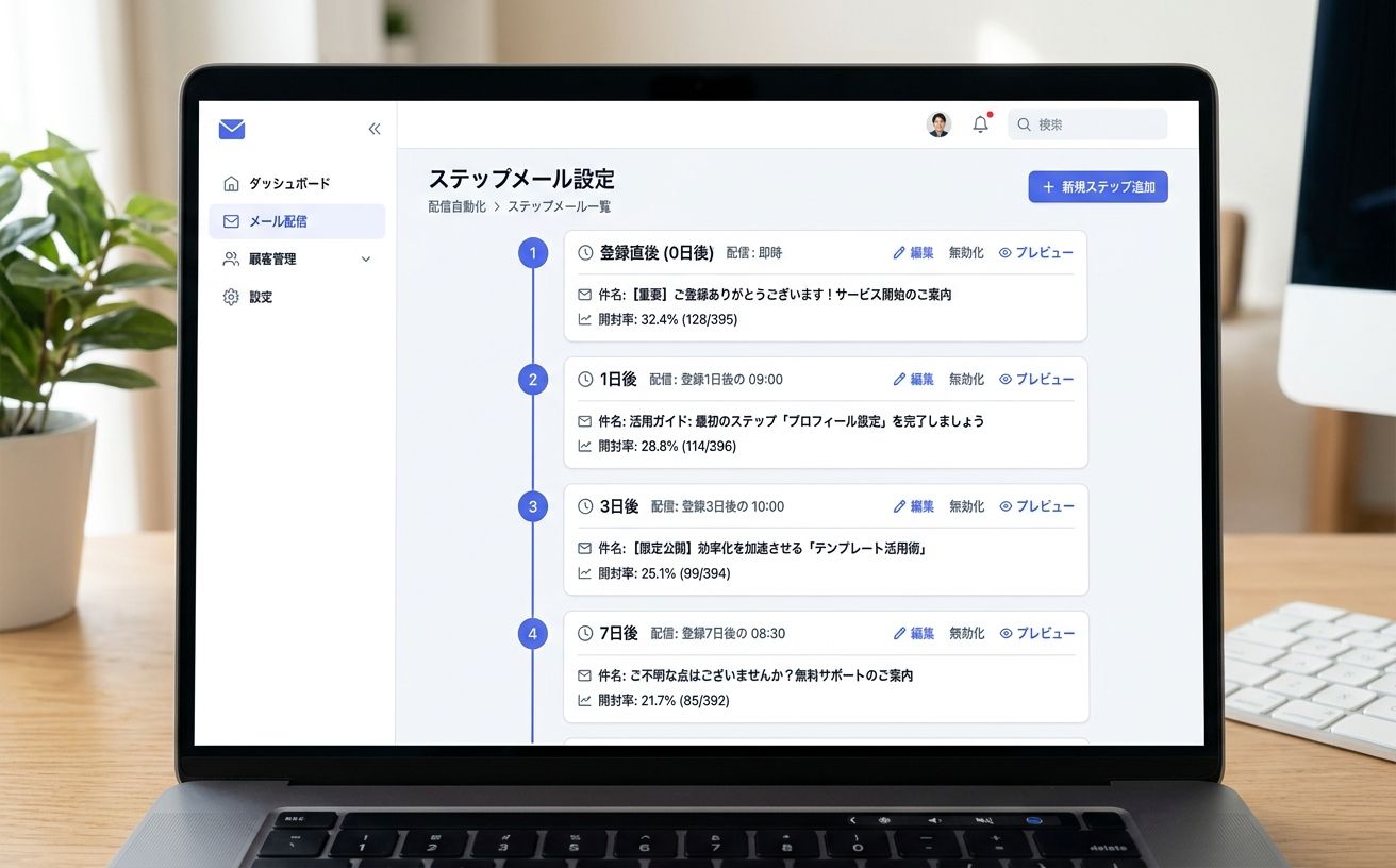 実管理画面スクショステップメール配信シナリオ設定