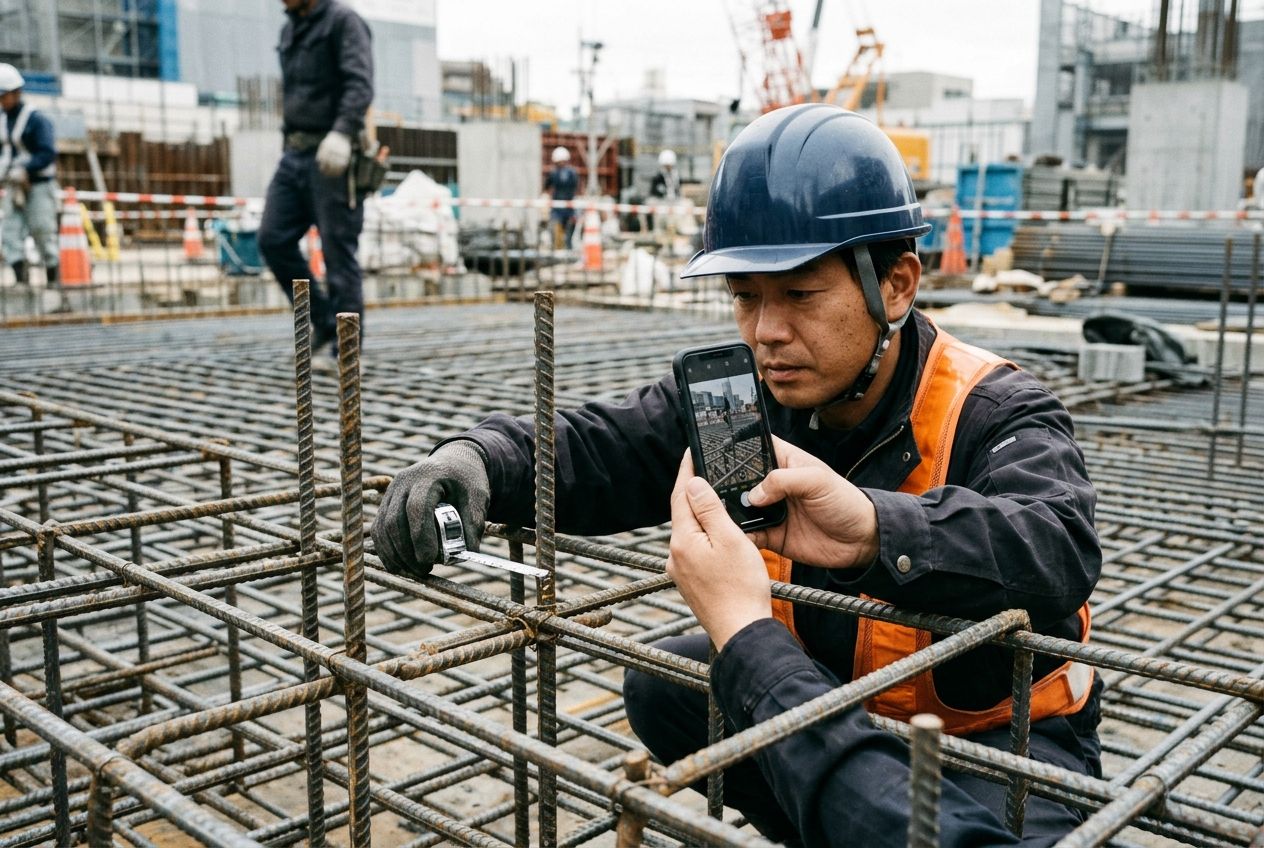 写真: 10:00 配筋検査・施工写真の記録